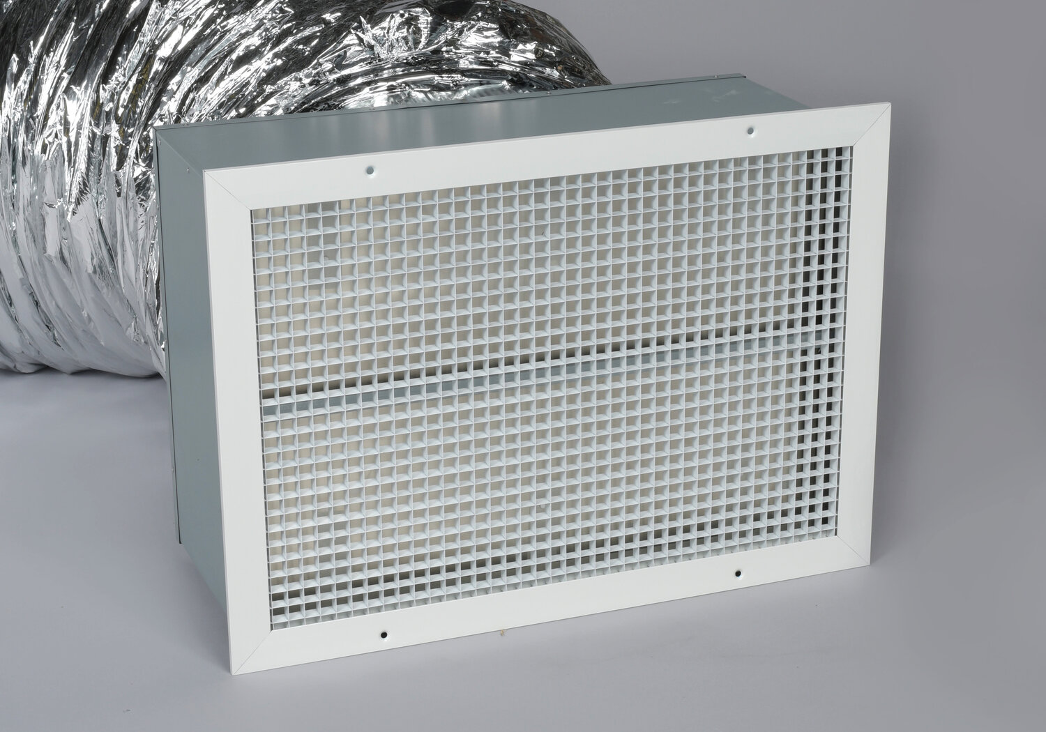 Ceiling grill assembly with insulated flexible ductwork.